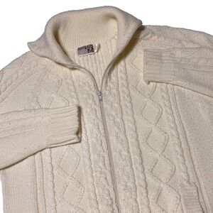 Vintage Montgomery Ward Cardigan Sweater Men's Size Large Ivory Cable Knit‎